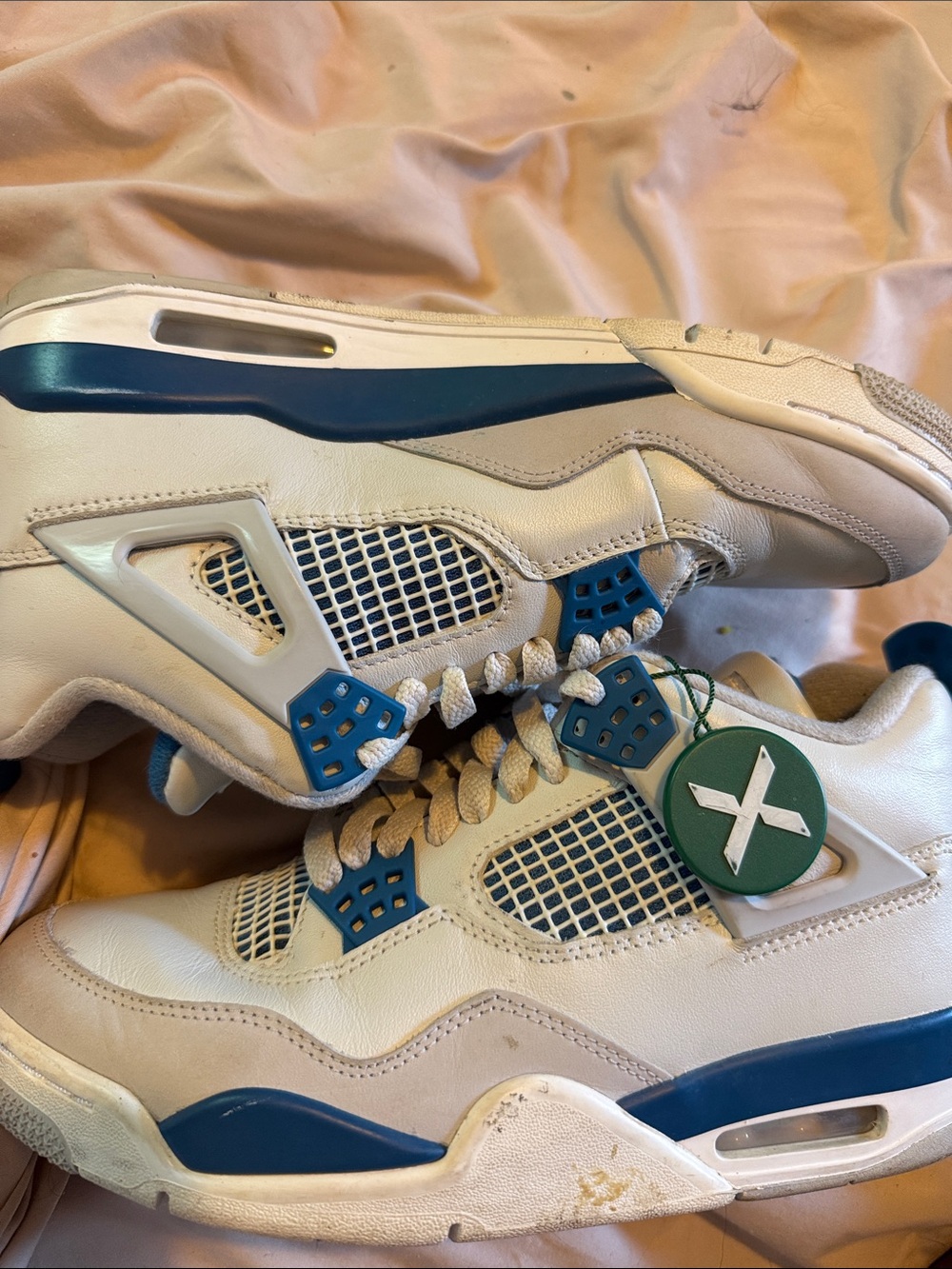 Men's White and Teal Athletic Sneakers